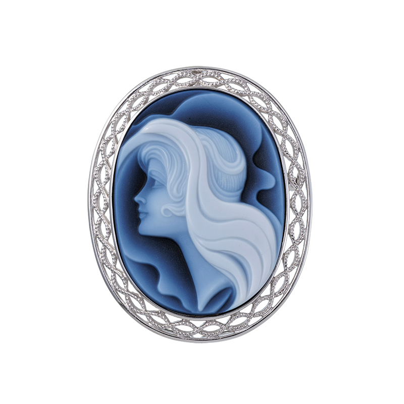 SV メノウカメオ ペンダントブローチ カメオ 約40×30mm