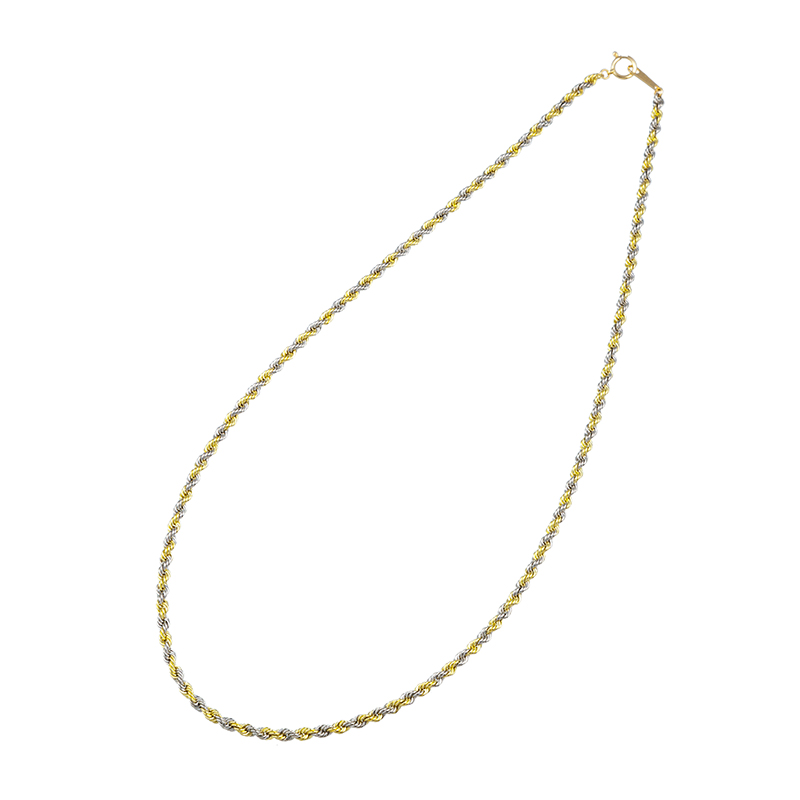 PT850/K18GG/YG トリカラーロープチェーンネックレス 長さ 約42cm 幅 約2.7mm