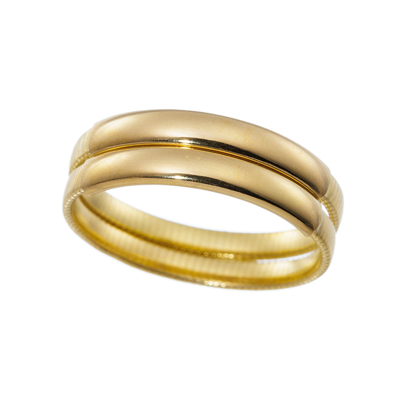 K18YG 2連 アジャストリング 幅：約4.0-4.9mm 総重量：約1.7g 7～14号