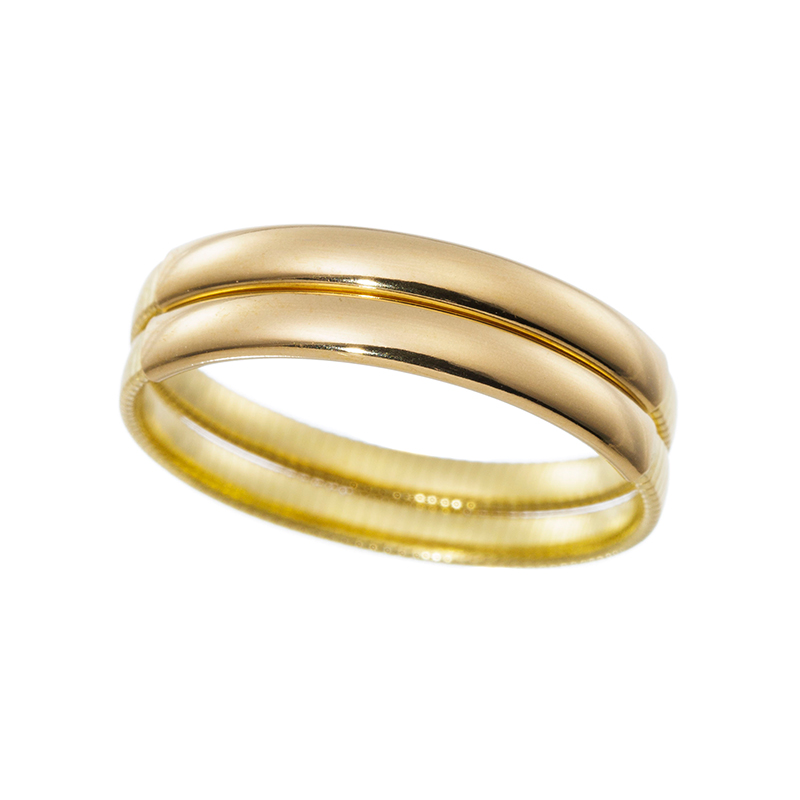 K18YG 2連 アジャストリング 幅：約4.0-4.9mm 総重量：約1.9g 14～21号