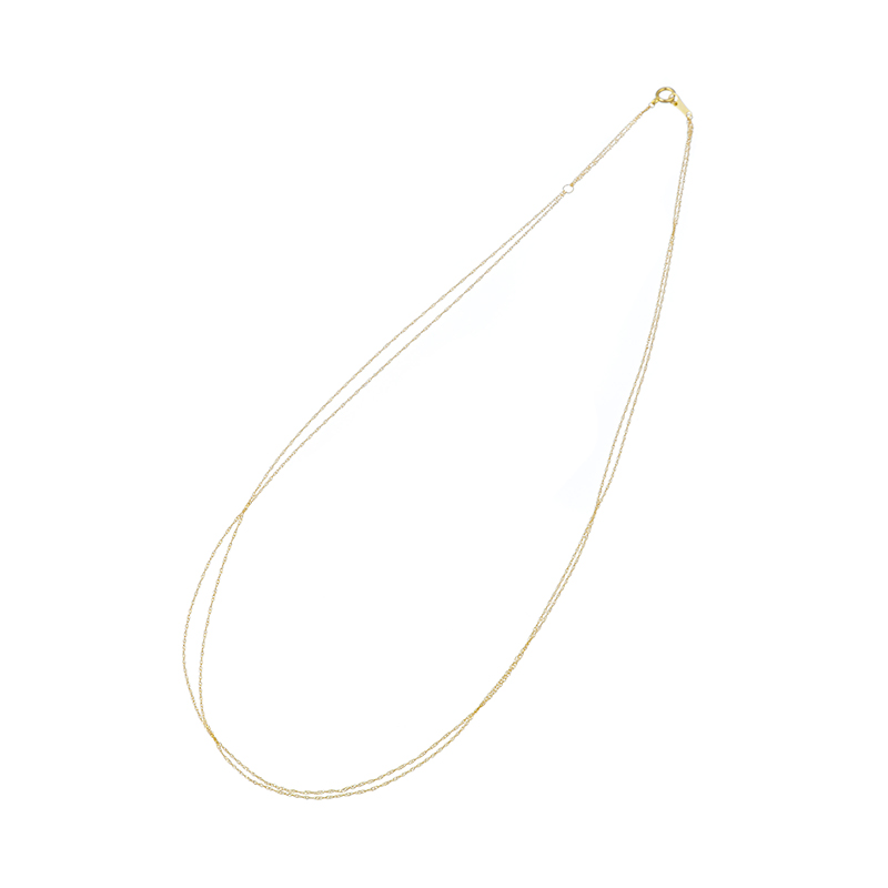 K18YG スクリュー 2連ネックレス 長さ：約45cm 幅：約1.4mm 重量：約0.9g アジャ