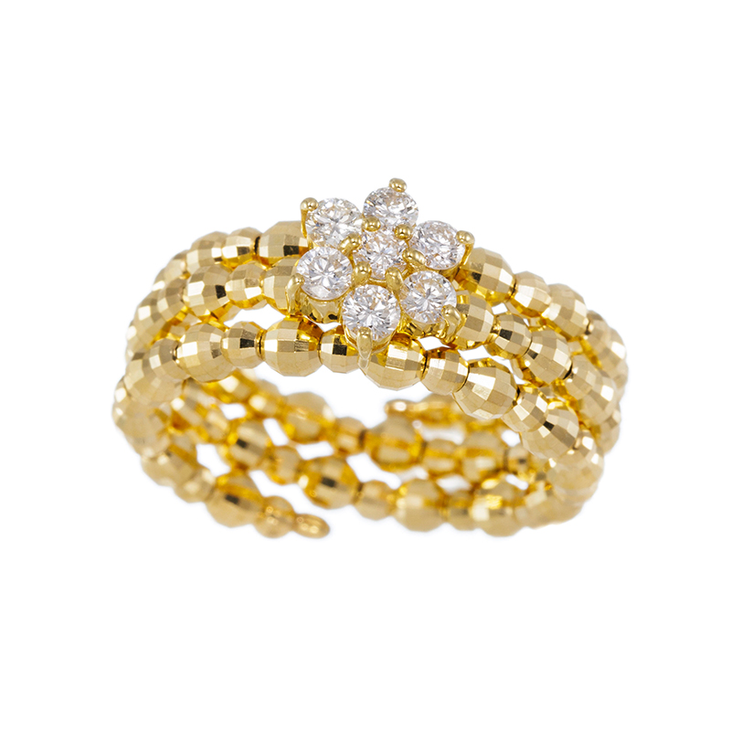 K18YG ダイヤモンド フラワーラグジェ フリーリング D 約0.30ct 幅：約4.3-7.8m