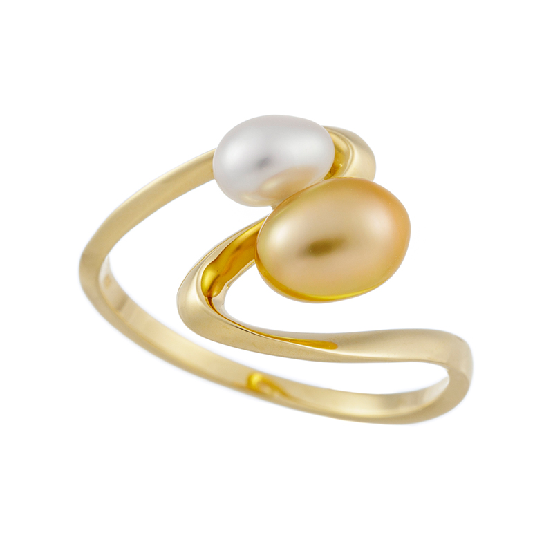 K18YG テリExcellent 白蝶ケシパール ナチュラルゴールデン & ナチュラルホワイトカラ