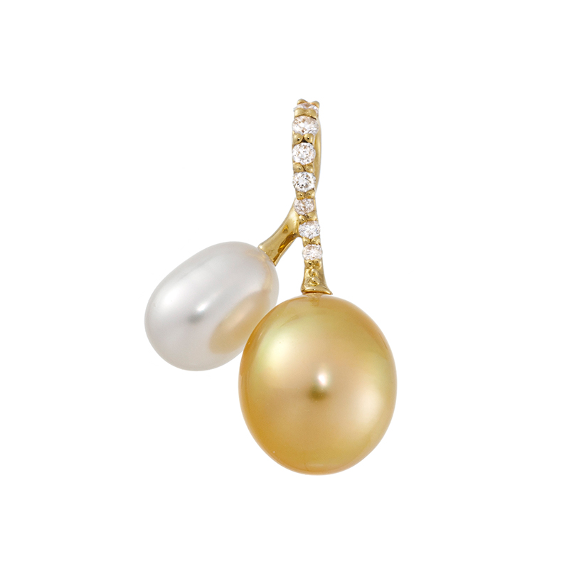 K18YG テリExcellent 白蝶ケシパール ナチュラルゴールデン & ナチュラルホワイトカラ