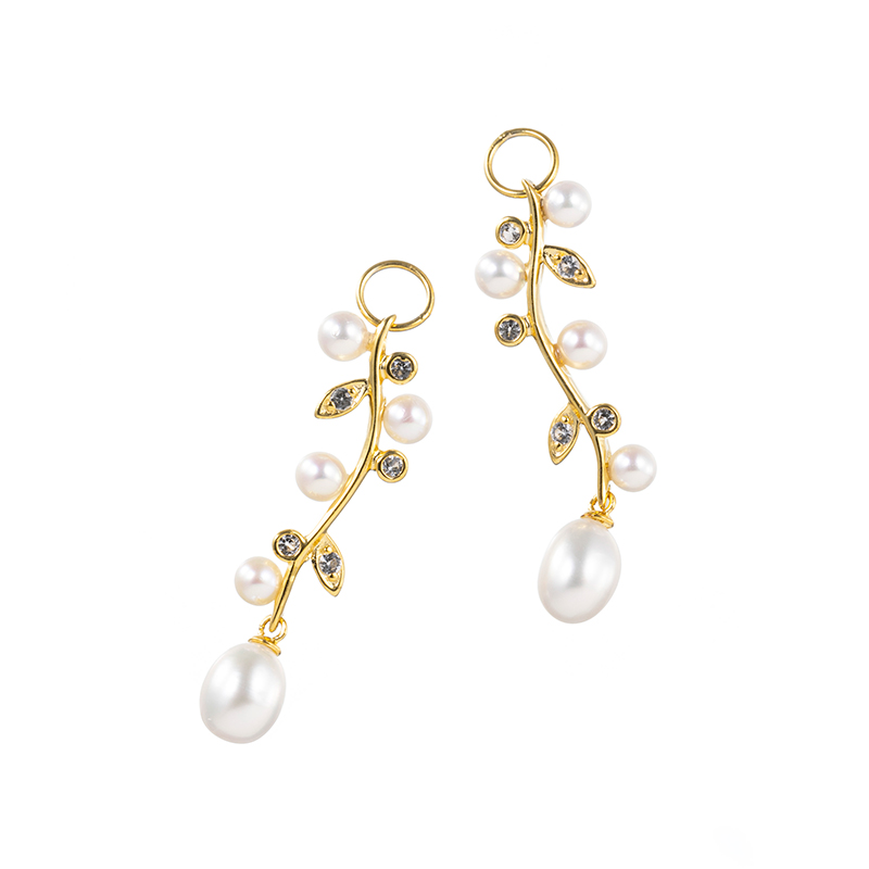 SV 白蝶ケシパール ナチュラルホワイトカラー & アコヤ真珠 無調色 ホワイトトパーズ チャーム 