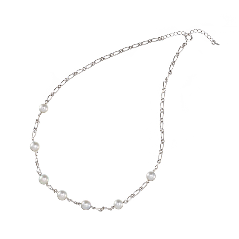 SV アコヤ真珠 ナチュラルカラー デザインネックレス P 約8.0mm 約50cm