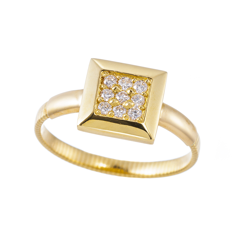 K18YG ダイヤモンド スクエアデザイン アジャストリング D 約0.10ct 幅：約1.9-7.