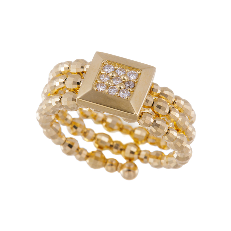 K18YG ダイヤモンド スクエアラグジェ フリーリング D 約0.10ct 幅：約4.6-7.8m