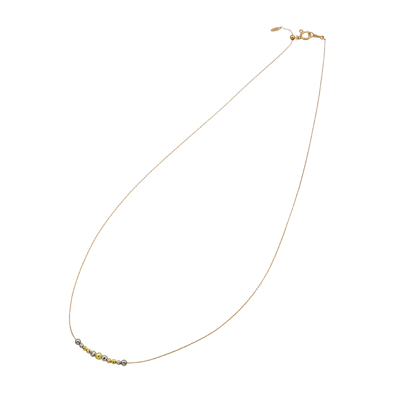 K18PG/GG/PT850  トリカラー カットボール スライド ネックレス 長さ 約42cm 幅