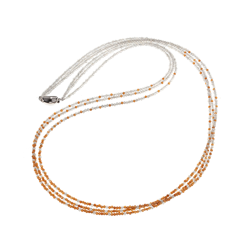 SV ラブラドライト ヘソナイトガーネット 3連ネックレス LAB 約45.00ct GA 約20.