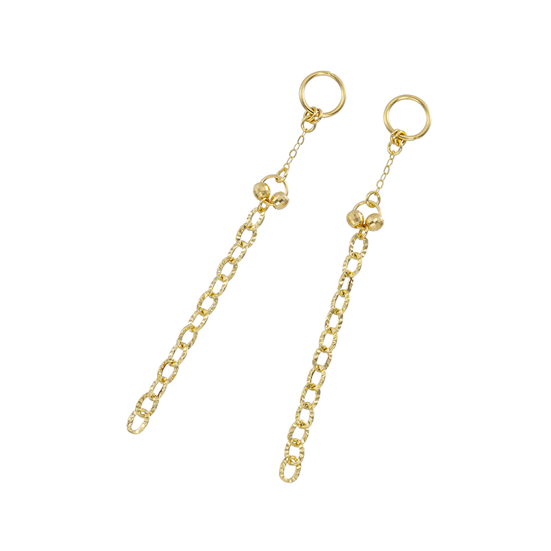 K18YG シャイニーケーブルロングチャーム 約0.4g