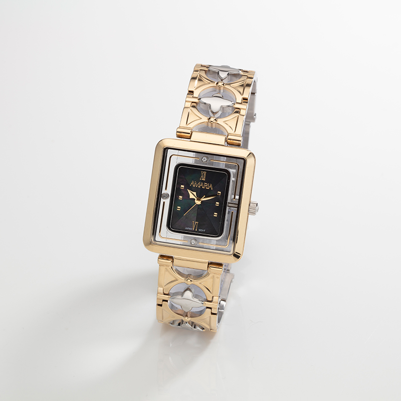 AMARIA ステンレススチール ダイヤモンド(リリーカット) ブラックマザーオブパール ”Midn