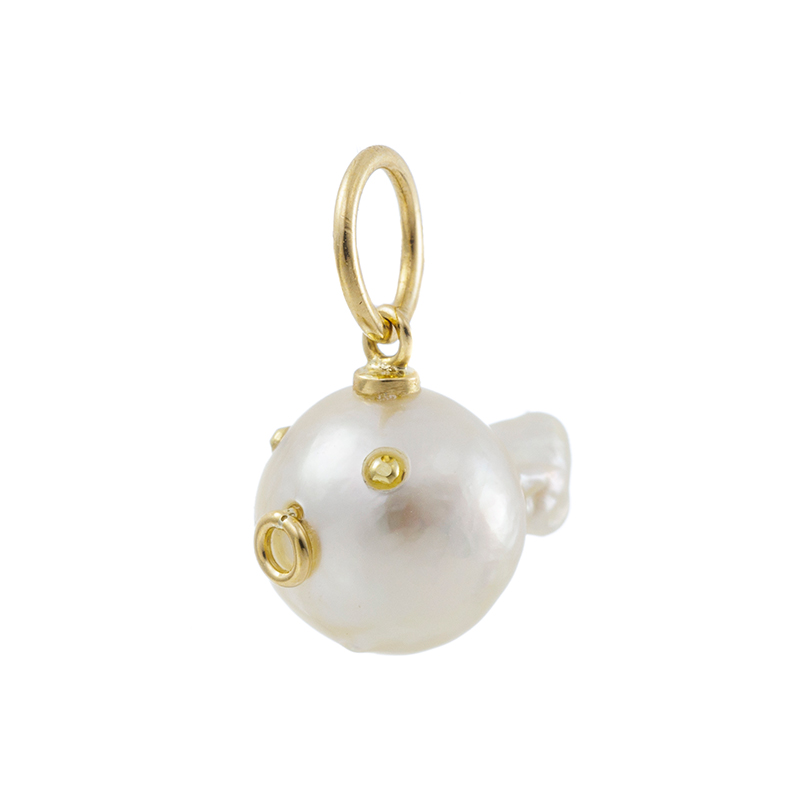 K18YG アコヤ真珠 オタマジャクシ ペンダントトップ P 約7.0mm