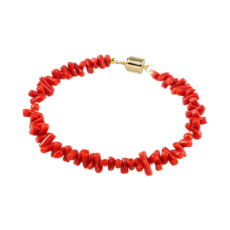 SV/K18YG 地中海サンゴ ブレスレット COR 約34.00ct