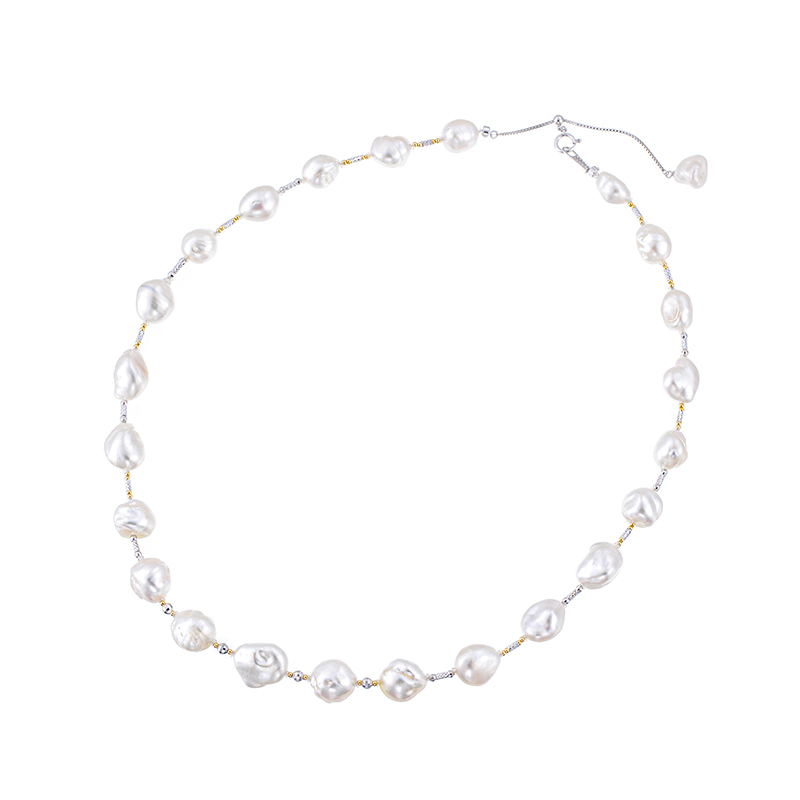 K18WG/YG テリVeryGood 白蝶ケシパール デザインネックレス P 約6.8-10.8m