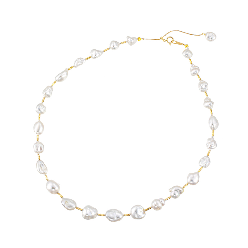 K18YG テリVeryGood 白蝶ケシパール デザインネックレス P 約5.3-10.2mm P