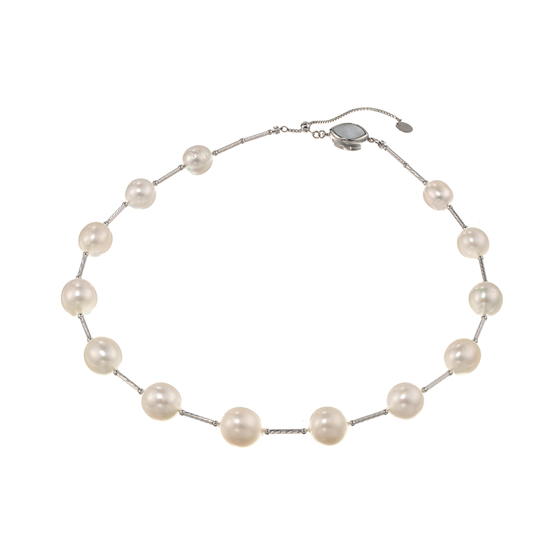 SV 白蝶真珠 白蝶貝 デザインネックレス P 約10.0-13.0mm 約47cm