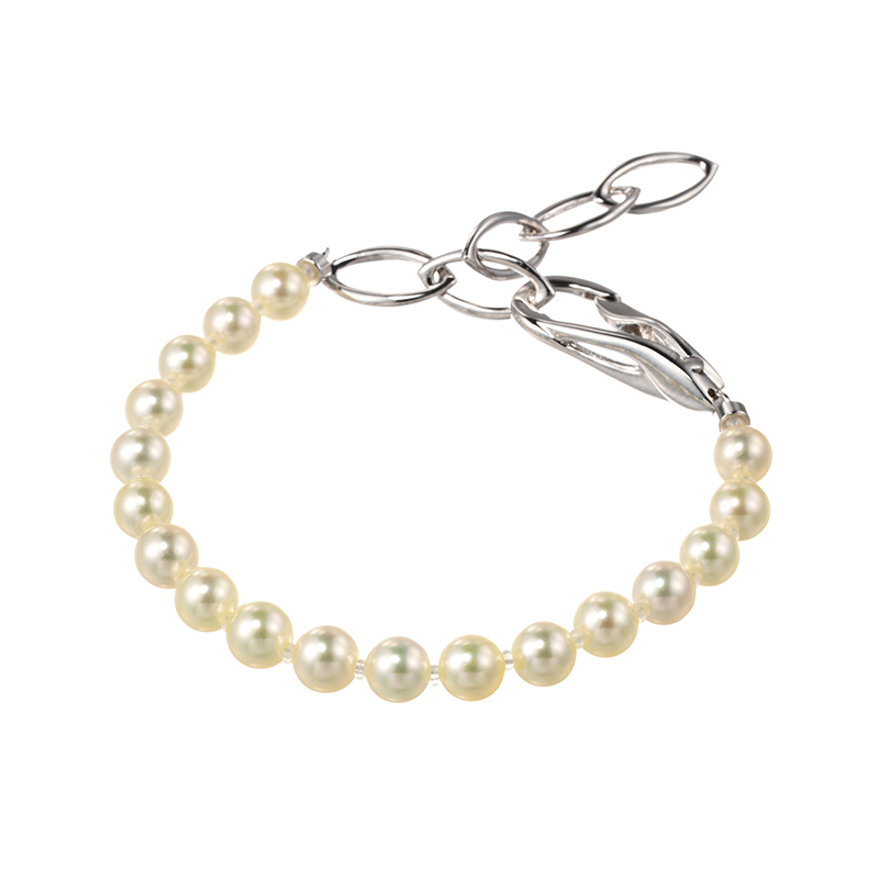 SV 越物 アコヤ真珠 ナチュラルシャンパンカラー 春つや ブレスレット P 約5.5mm 約19c