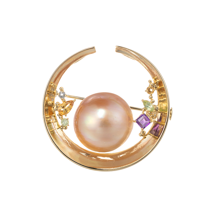 SV イケチョウ 半円真珠 ナチュラルゴールデン シトリン アメシスト ペリドット ホワイトトパーズ