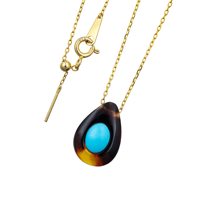 SV 本べっ甲 ターコイズ(スタビライズ) ネックレス TQ 約1.00ct