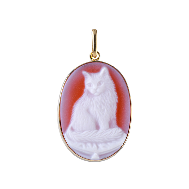 K18YG メノウカメオ ペンダントトップ カメオ 約25×18mm