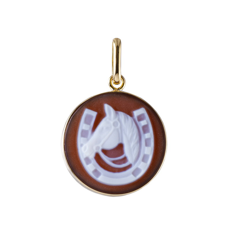 K18YG メノウカメオ ペンダントトップ カメオ 約16×16mm