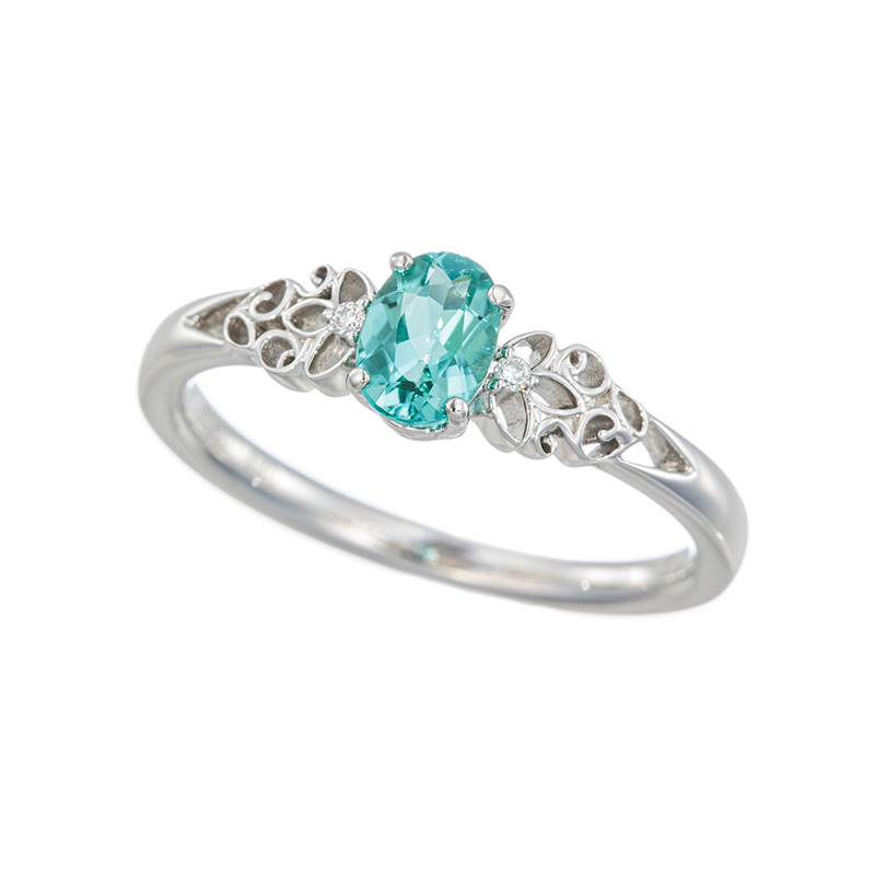 PT950 トルマリン ダイヤ リング T 約0.40ct D 約0.01ct