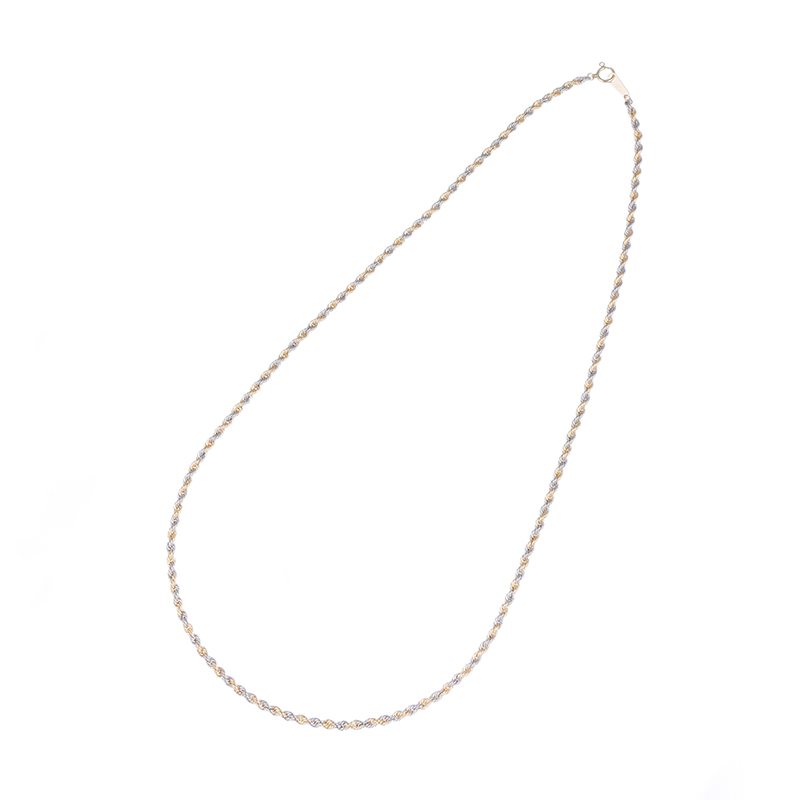 K18YG/PT850 コンビカラーロープチェーンネックレス 長さ 約50cm 幅 約2.7mm 重