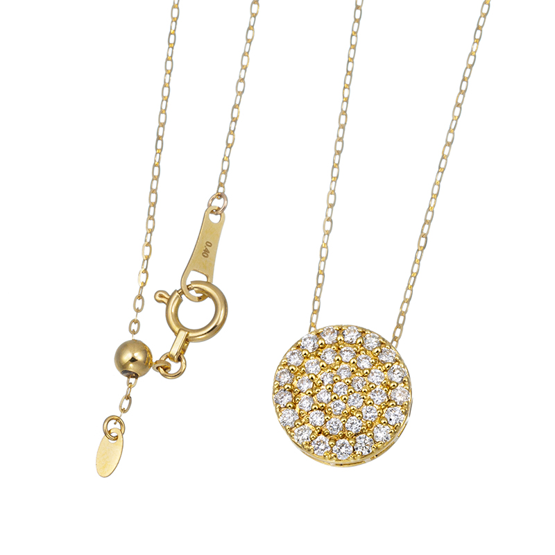 K18YG ダイヤモンド ラウンドモチーフ ネックレス D 約0.40ct  長さ:約45cm 幅: