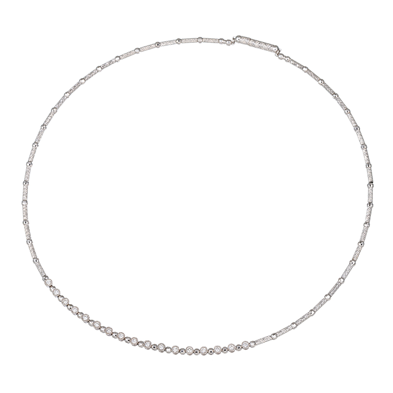 K18WG ダイヤモンド ＆ クロスカット オメガネックレス D 約0.50ct 長さ:約40cm 