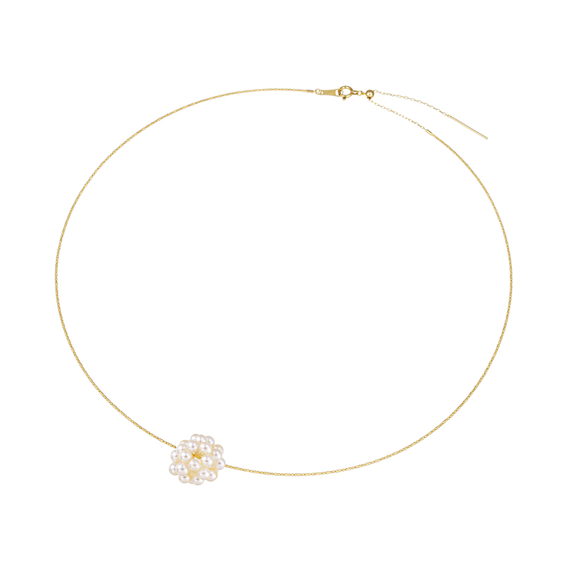 K18YG アコヤ真珠 ブーケ オメガネックレス P 約3.5mm 長さ：約45cm 幅：約0.8m