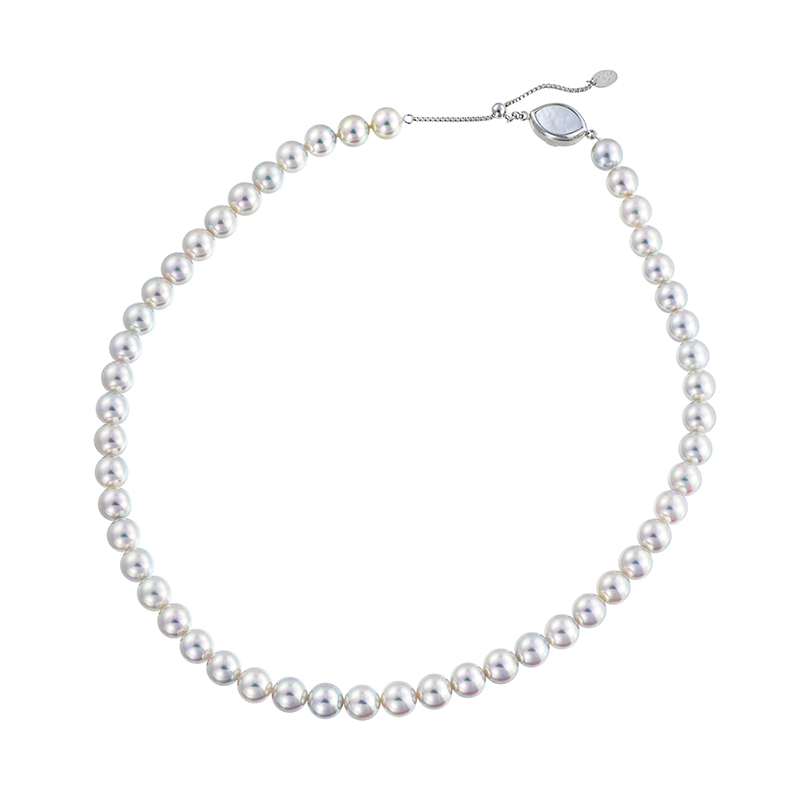 SV オーロラ真多麻 アコヤ真珠 白蝶貝 ネックレス P 約8.0mm 約48cm