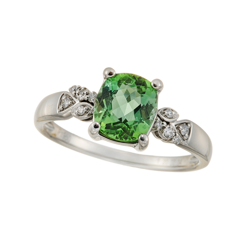 PT950 ミントカラートルマリン ダイヤ リング T 約1.20ct D 約0.04ct