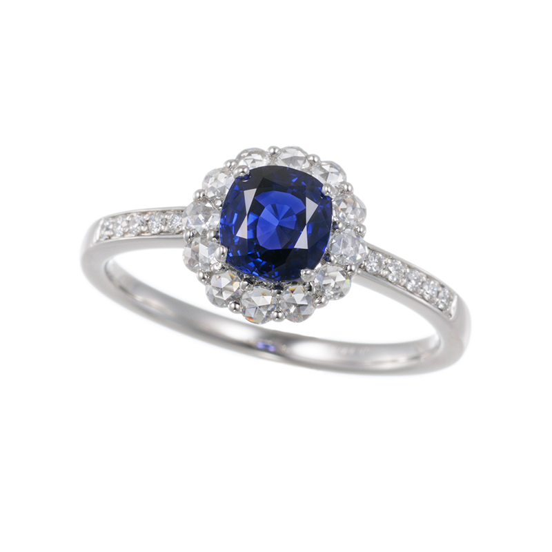 PT950 非加熱サファイア ダイヤ リング SA 1.123ct D 0.31ct