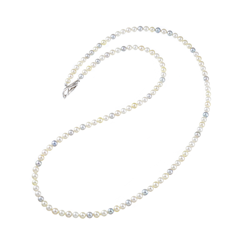 SV 越物 アコヤ真珠 ナチュラルマルチカラー デザインロングネックレス P 約5.0mm 約80c