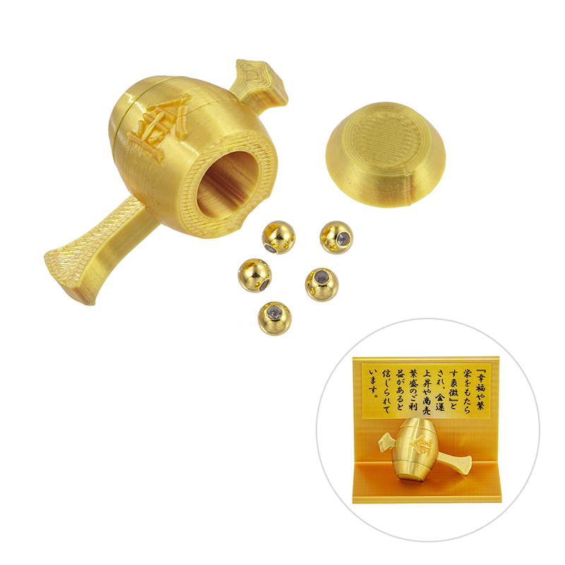 純金 プレーンボールパーツ5pc(フィニッシュピン用) ＆ PLAフィラメント 打ち出の小槌専用ケー