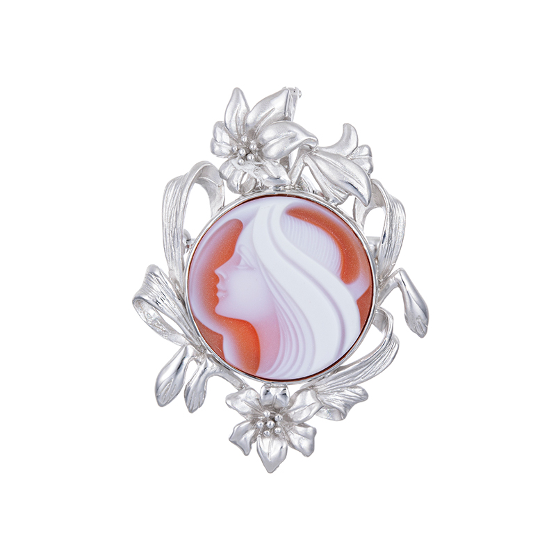 SV メノウカメオ ペンダントブローチ カメオ 約20×20mm