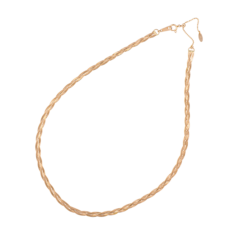 K18PG グランドイントレチャート ヘリンボーン ネックレス 長さ 約43cm 幅 約3.3mm 