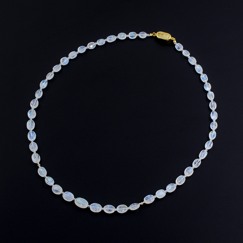 SV/K18YG レインボームーンストーン ＆ ムーンストーン ネックレス MO 約72.00ct 