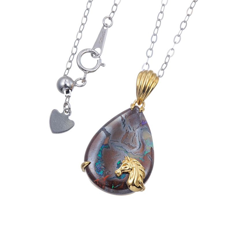 パラジウムシルバー950 ボルダーオパール ネックレス OP 約8.00ct