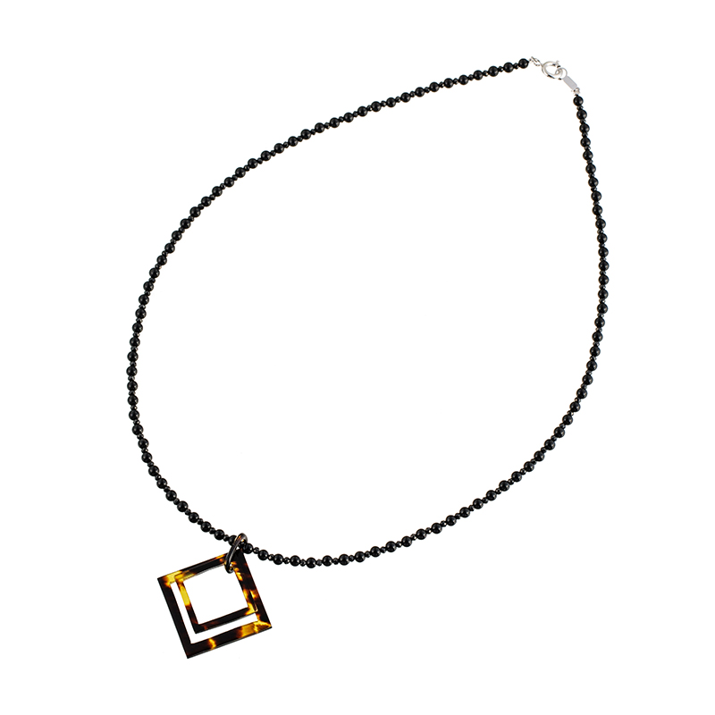 SV 本べっ甲 オニキス ブラックスピネル ネックレス ON 約20.30ct SP 約10.40c