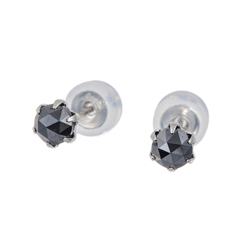 PT900 ナチュラルカラー ダイヤモンド ピアス 計0.26ct ローズカット