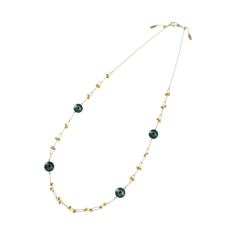 K18YG 黒蝶真珠 ステーションネックレス ルーナ・ディ・マーレ Reinerose Keiko 