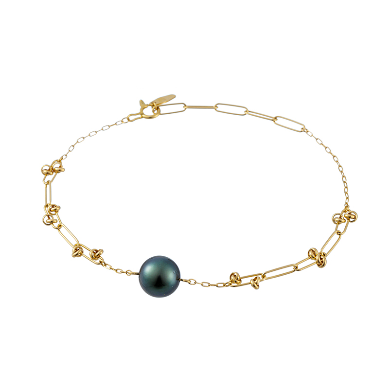 K18YG 黒蝶真珠 ステーションブレスレット ルーナ・ディ・マーレ Reinerose Keiko