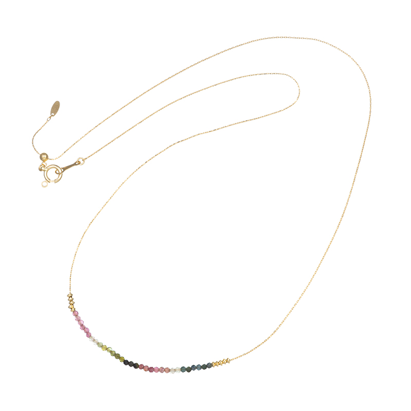 K18YG マルチカラー トルマリン ネックレス 長さ 約42cm 幅 約0.5-1.6mm 重量 