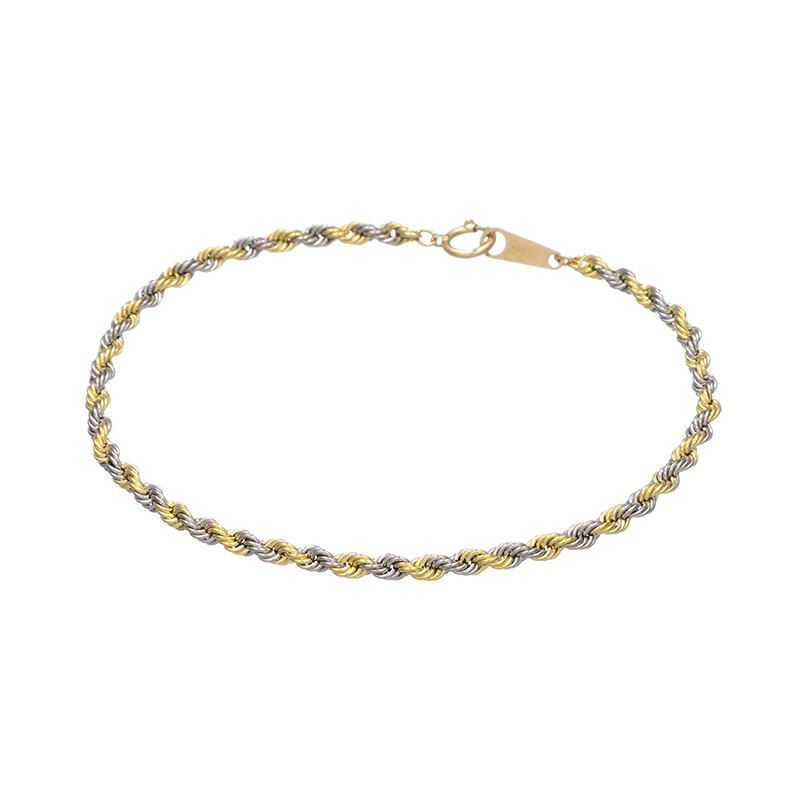 PT850/K18GG/YG トリカラーロープ ブレスレット 長さ 約18cm 幅 約2.7mm 重