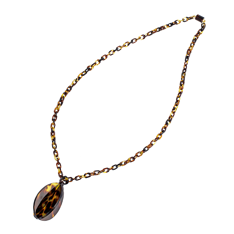 本べっ甲 オーバルクロス ネックレス