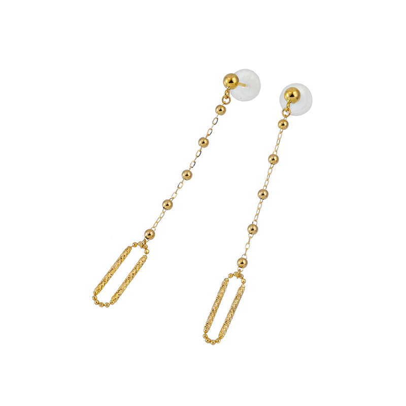 K18YG プレーンボール & クリップデザイン ピアス 縦：約50.0mm 横：約4.0mm 重量