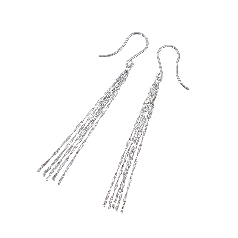 純プラチナ フリンジデザイン ピアス 縦：約50.0mm 横：約3.5mm 重量：約1.0g