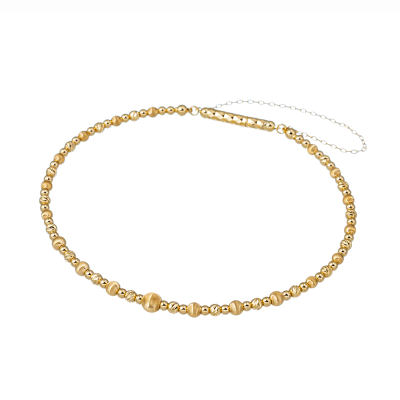 K18YG シルクボールグラデーション バングル 長さ：約17cm 幅：約2.0-3.9mm 総重量